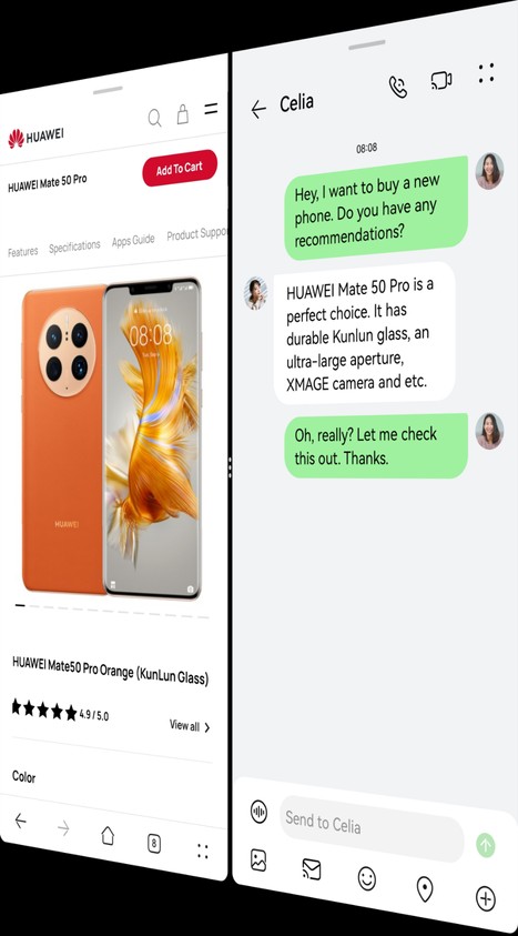HUAWEI Mate X3 Horizontal Split-Screen View