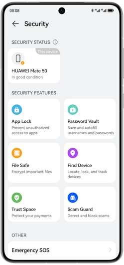 HUAWEI Mate 50 Security Centre