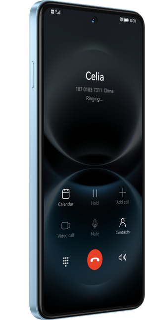 Huawei nova Y74 screen showing the call making interface, showing the X button quick calling function
