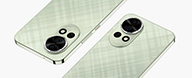 Rear view of the green and white editions of HUAWEI nova 13