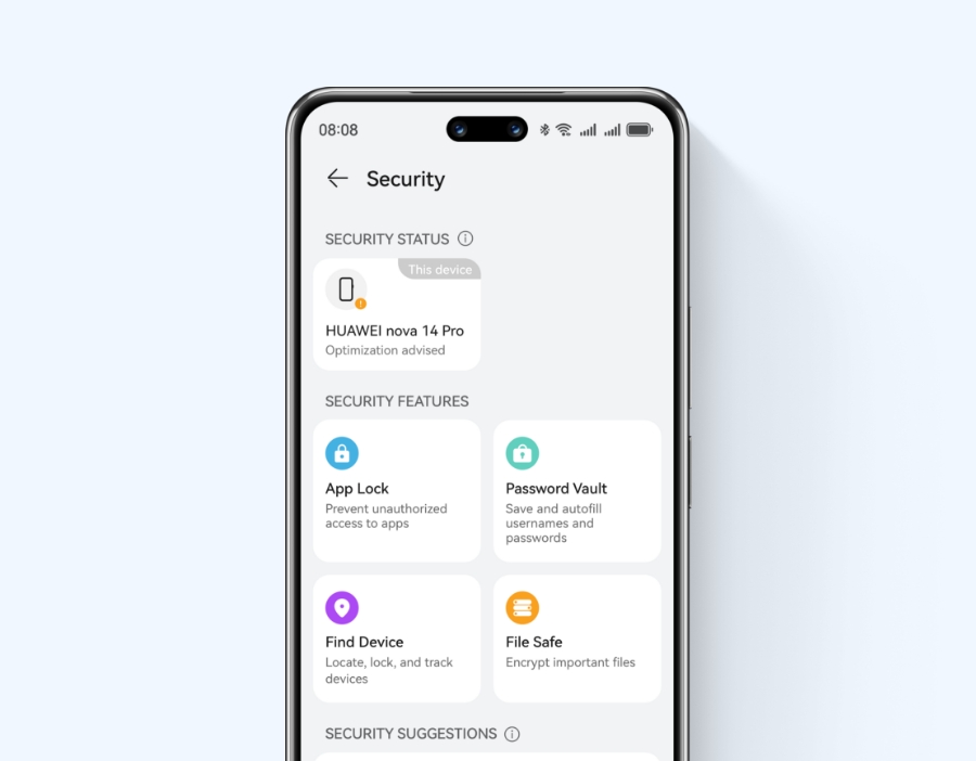 Security Centre on HUAWEI nova 14 Pro