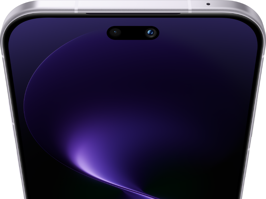 Angled front view of HUAWEI nova 15 Pro, demonstrating front camera details