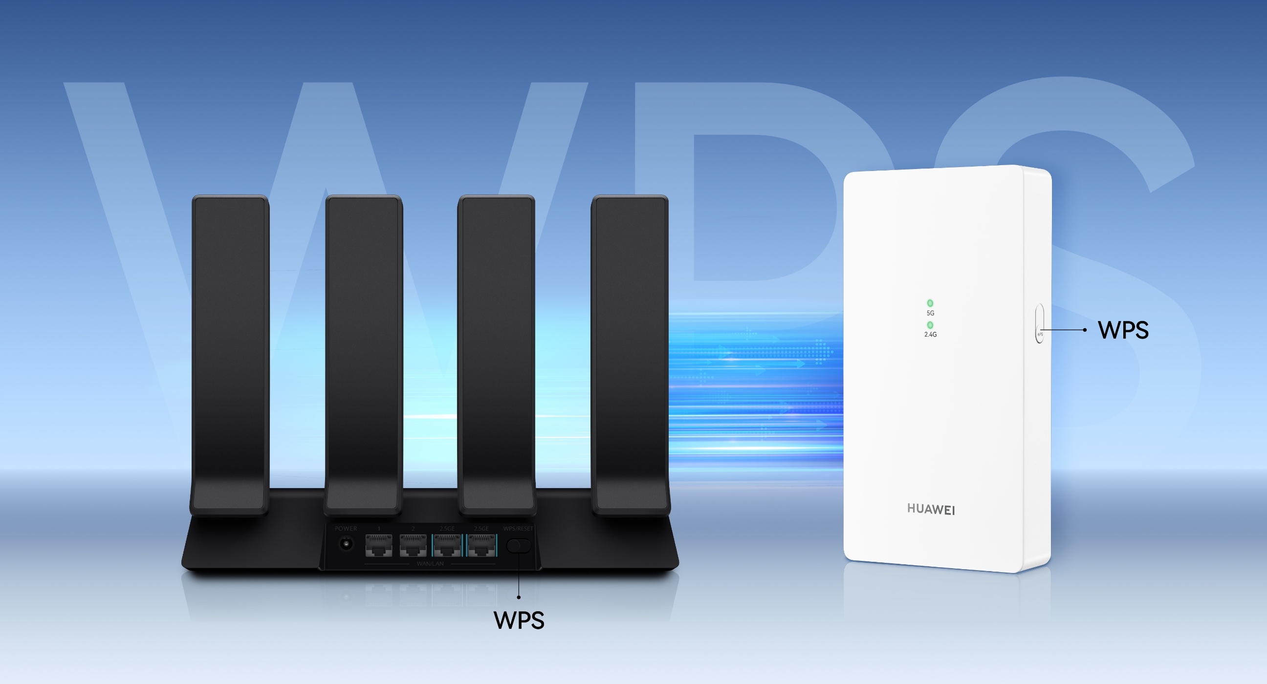 HUAWEI WiFi Extender AX3000 and HUAWEI WiFi BE3 Pro are both equipped with a WPS button, demonstrating one-press networking functionality