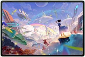 HUAWEI MatePad 12 X a creative artwork shown on the screen