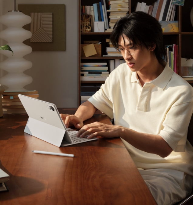 a man using Huawei MatePad 12X 12GB 256GB With Keyboard for pc work