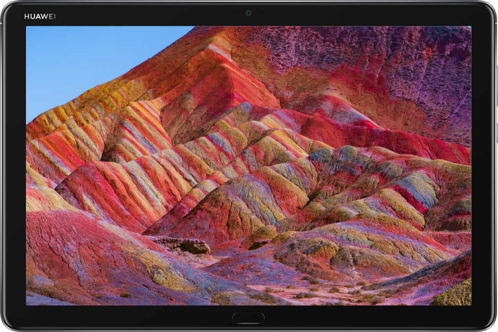 Huawei mediapad m5 lite display showing fantastic landscape