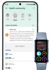 The phone interface displays family members' health data, while the blue HUAWEI Band 10 shows related health data, highlighting the device's Family Space feature