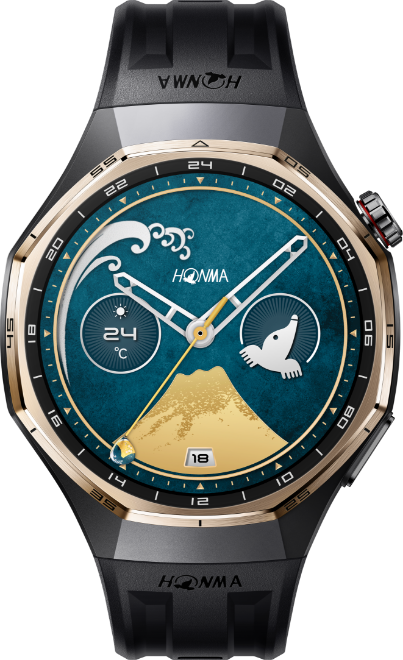 HONMA × HUAWEI WATCH GT 6 Pro dial showcase image, featuring BERES 7S dial