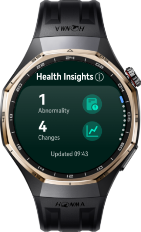 The front view of HONMA × HUAWEI WATCH GT 6 Pro shows the health summary function