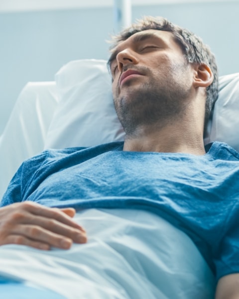 The user is resting in bed, showcasing the ICU patient sleep monitoring research capabilities of HUAWEI Research