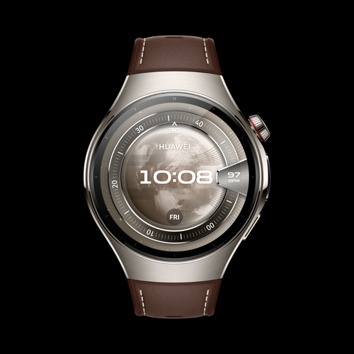 HUAWEI WATCH 5 46mm Brown, with aerospace-grade titanium case and composite strap