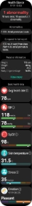 The watch's UI displays the health check results