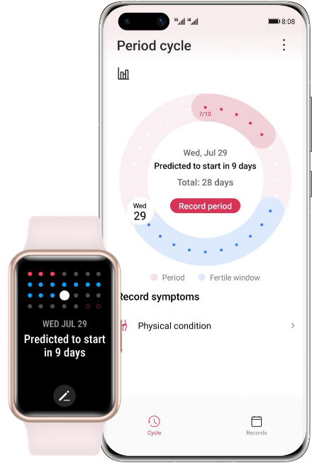 Huawei watch fit cycle calendar online