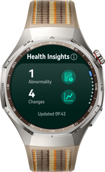 The front view of HUAWEI WATCH GT 6 Pro shows the health summary function