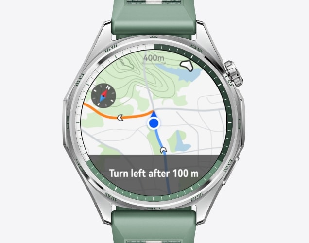 The front view of HUAWEI WATCH GT 6 Pro shows voice navigation function