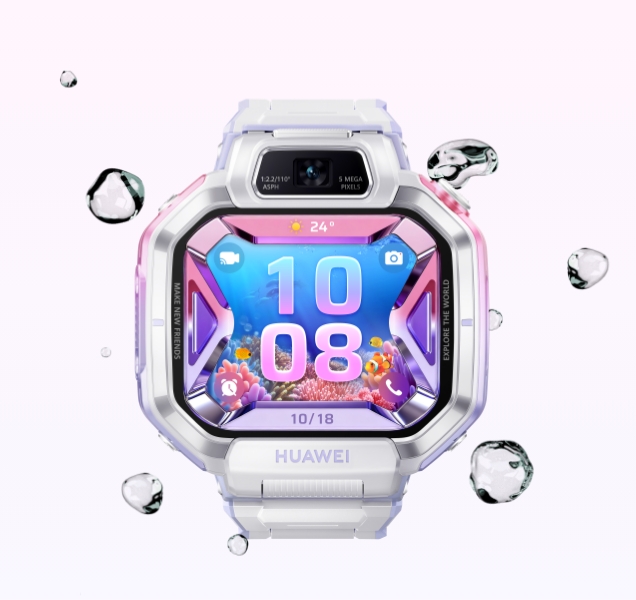 The front view of HUAWEI WATCH KIDS X1 Pro shows the waterproof performance