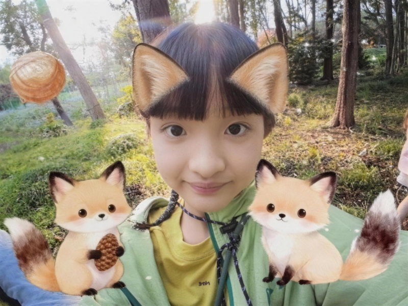 The child uses the watch to take fancy photos, showing the rich imaging functions of HUAWEI WATCH KIDS X1 Pro