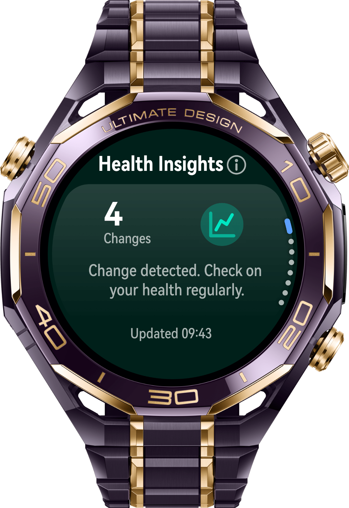 Health Insights feature on HUAWEI WATCH ULTIMATE DESIGN Royal Gold Edition
