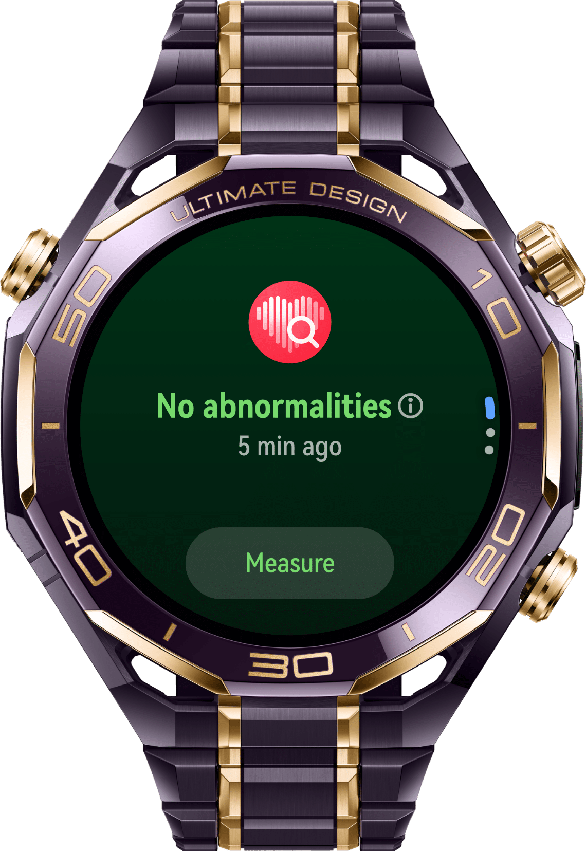 Heart health monitoring on HUAWEI WATCH ULTIMATE DESIGN Royal Gold Edition