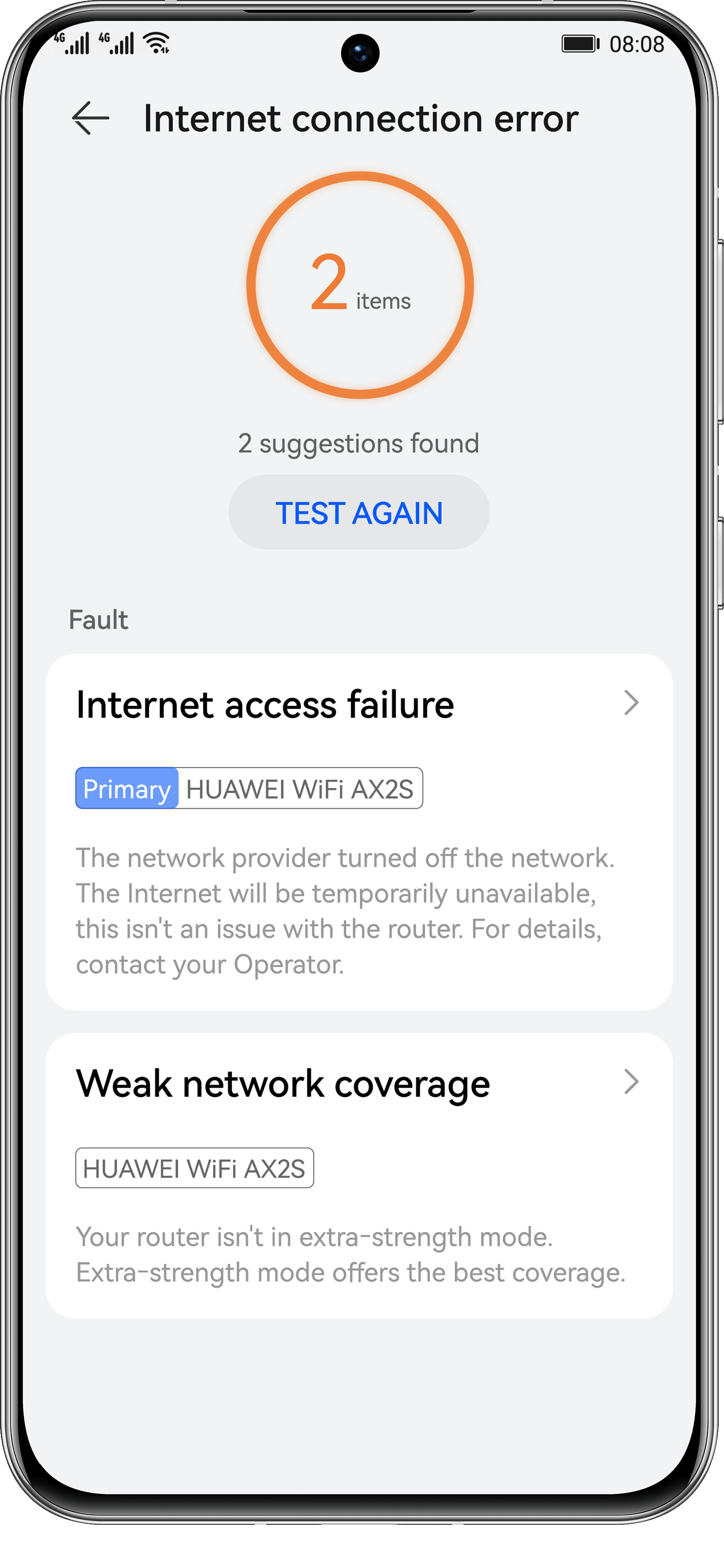 HUAWEI WiFi AX2 smart diagnostics