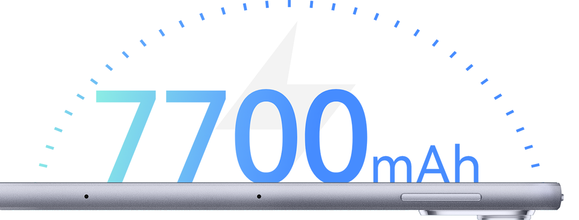 HUAWEI MatePad 11.5 bulue side view, showing the 7700 mAh battery.