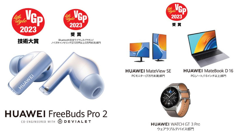 国内最大級のオーディオ ビジュアルアワード VGP2023にて
『HUAWEI FreeBuds Pro 2』が技術大賞を受賞！ 