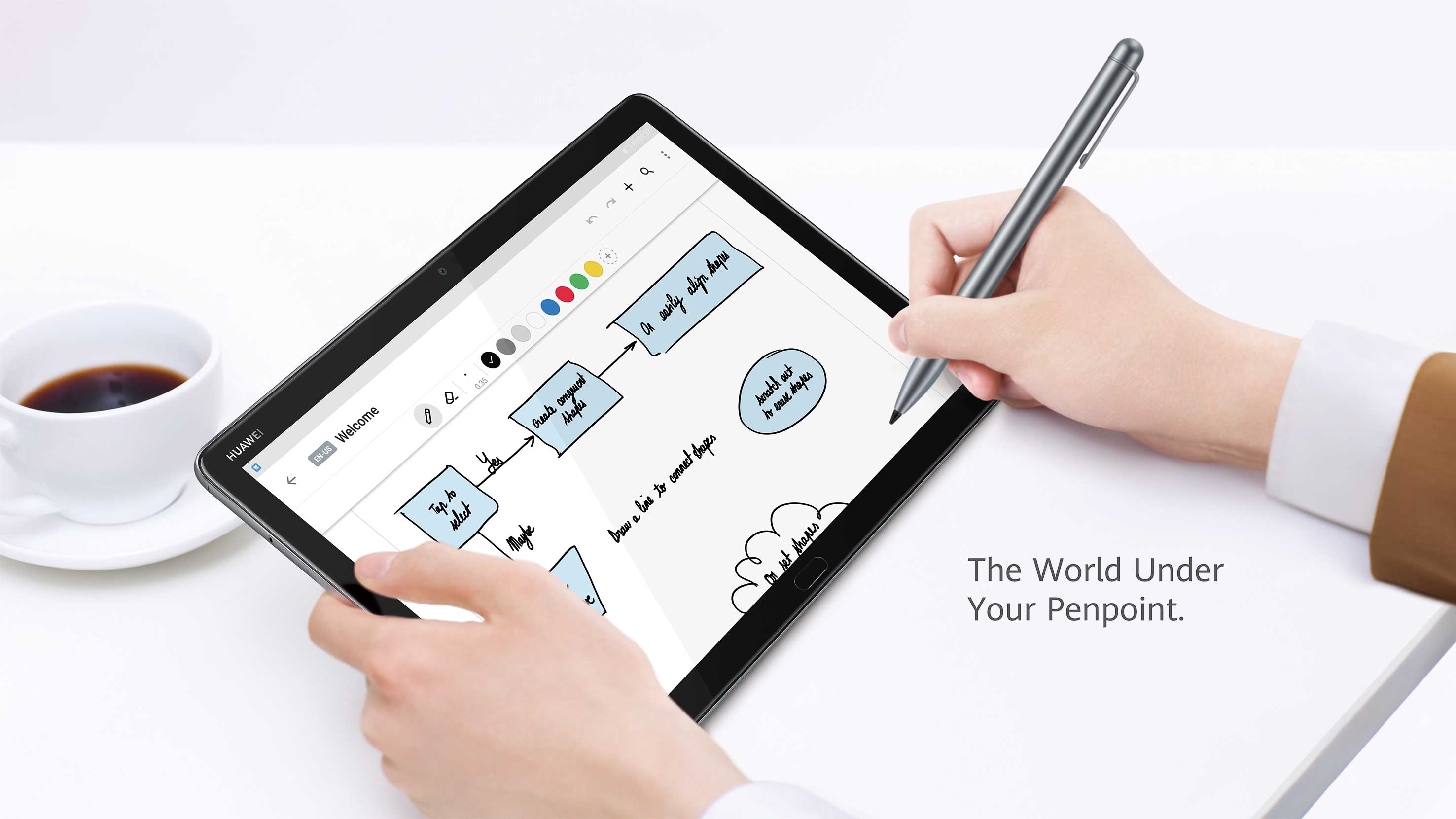 Huawei mediapad m5 lite showing m-pen functions